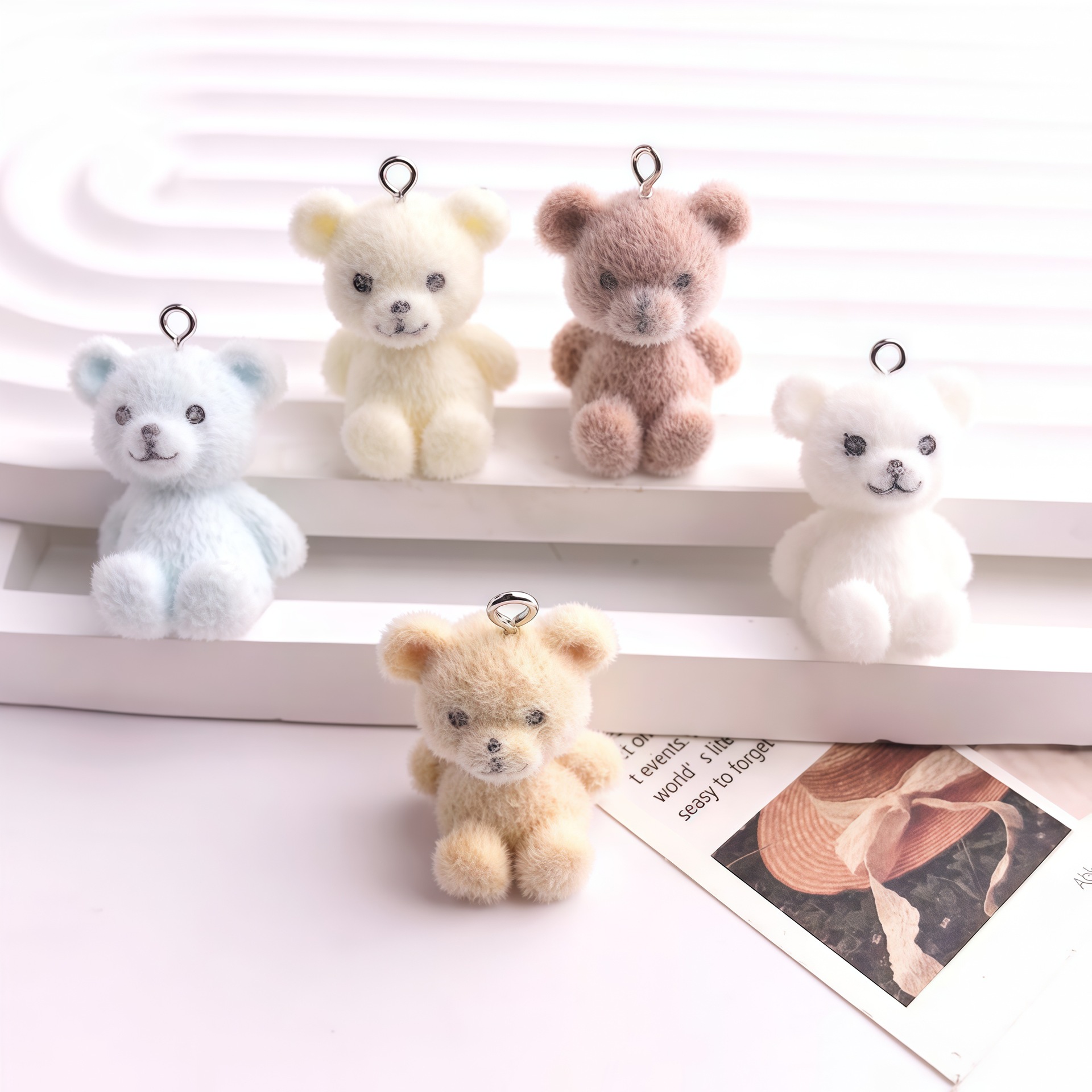 5pcs 3D Flocked Bear Resin Cha - Resin Craft Projects recensie en prijs