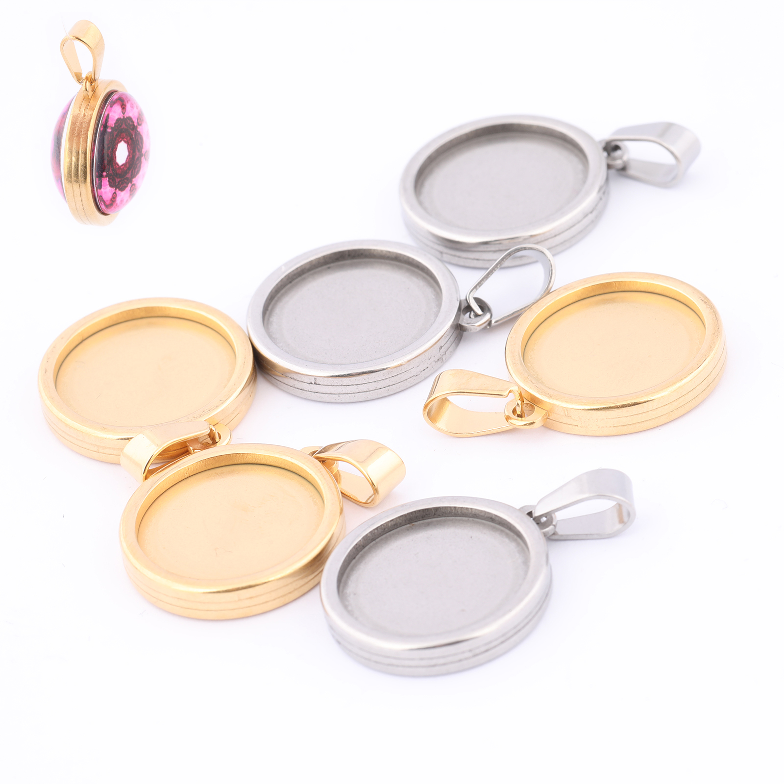 5pcs Stainless Steel Gold Plat - Bezels Set Pendant recensie en prijs