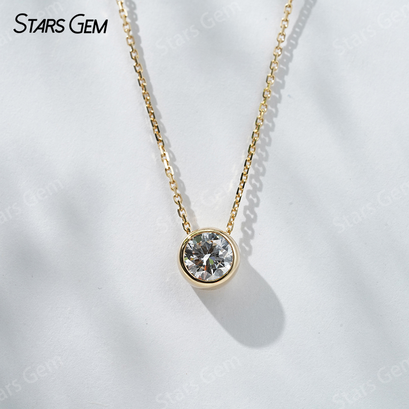 18K Gold 6.4mm 1.0ct Round Bri - Bezels Set Pendant recensie en prijs