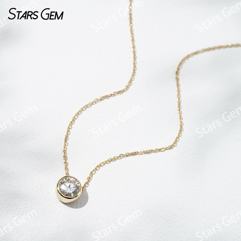 18K Gold 6.4mm 1.0ct Round Bri - Bezels Set Pendant recensie en prijs