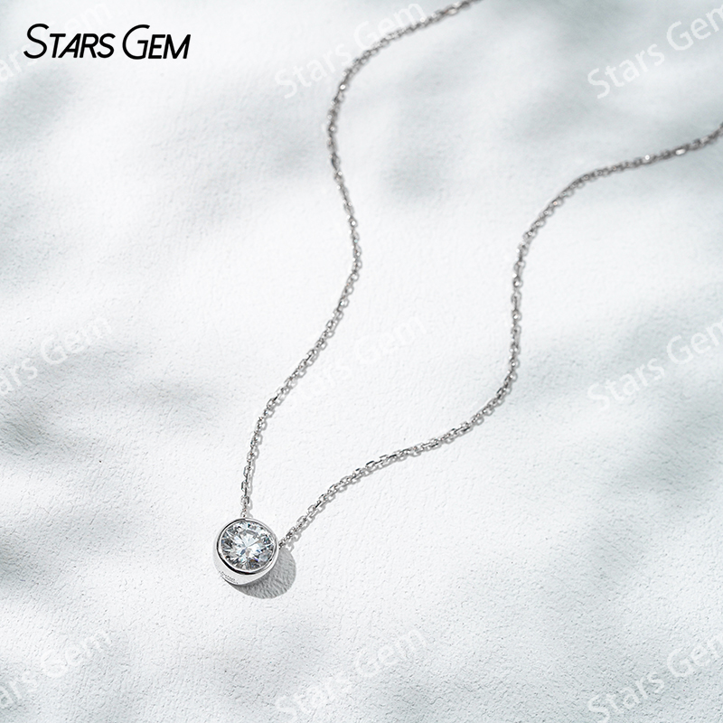 18K Gold 6.4mm 1.0ct Round Bri - Bezels Set Pendant recensie en prijs