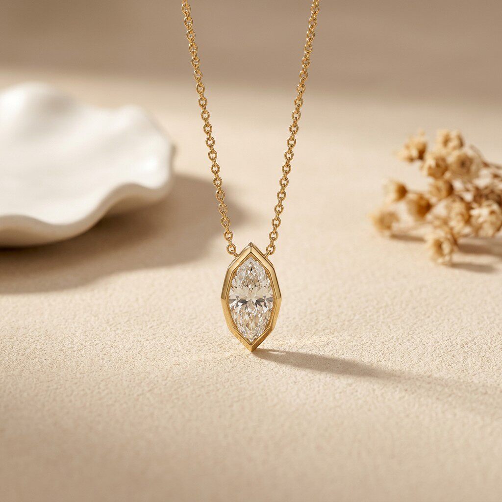 3Carat Bezel Set Marquise Cut  - Bezels Set Pendant recensie en prijs