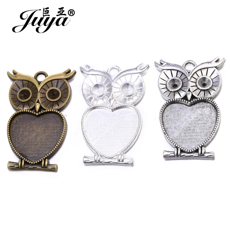 5pcs/lot 25mm Heart Shape Owl  - Bezels Set Pendant recensie en prijs