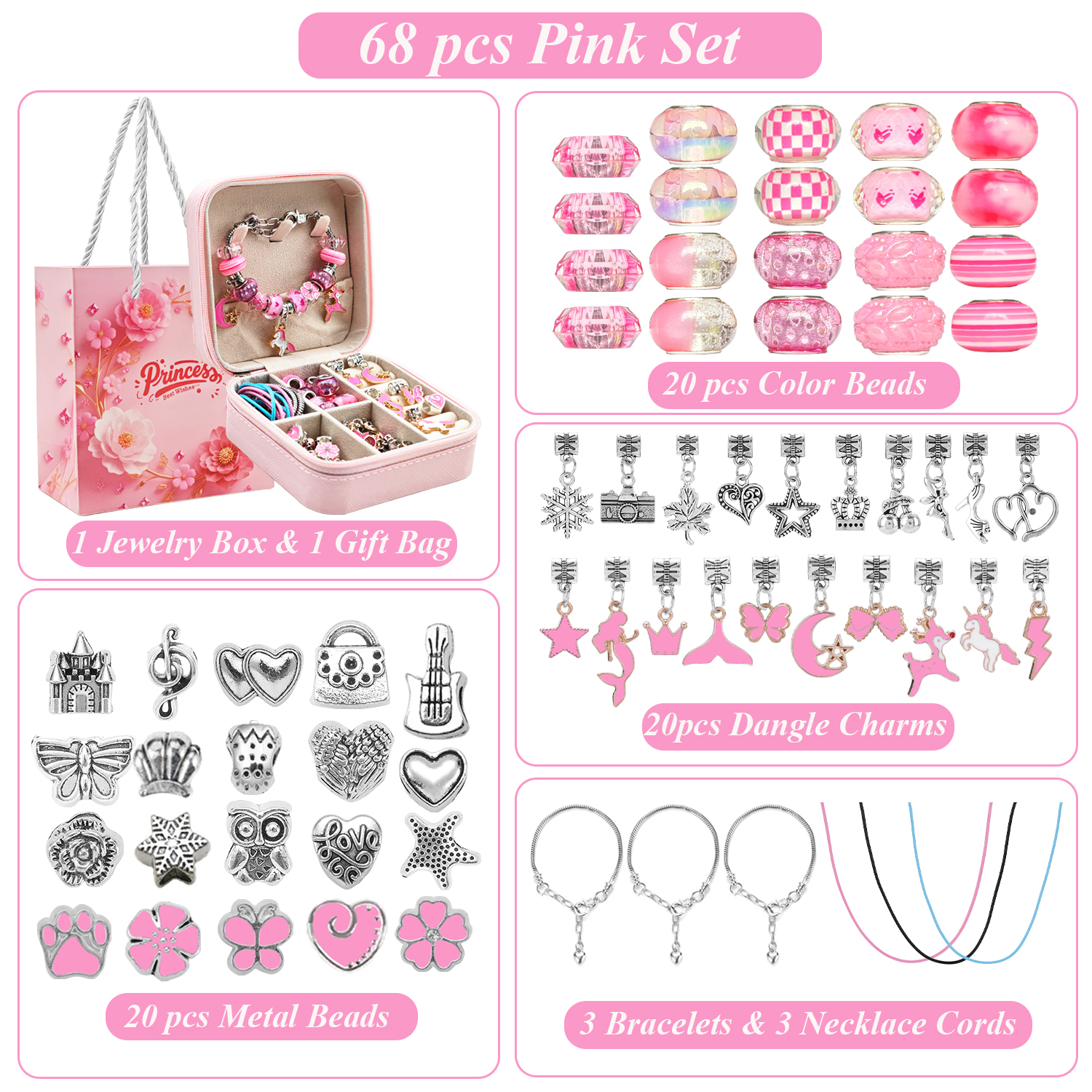 68pcs pink beaded jewelry set, - Resin Craft Projects recensie en prijs