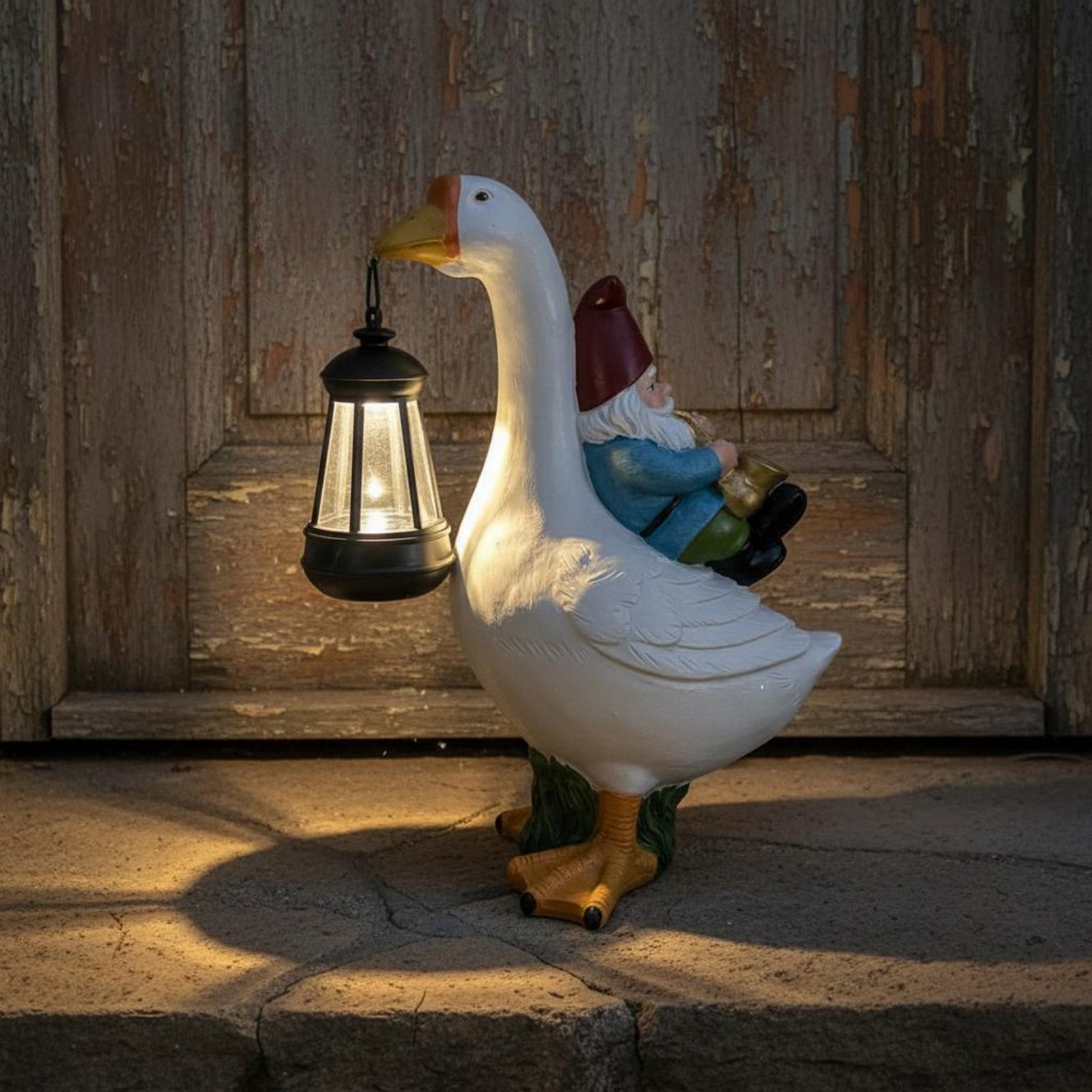 Gnome Riding Goose Statue Weat - Resin Crafts recensie en prijs