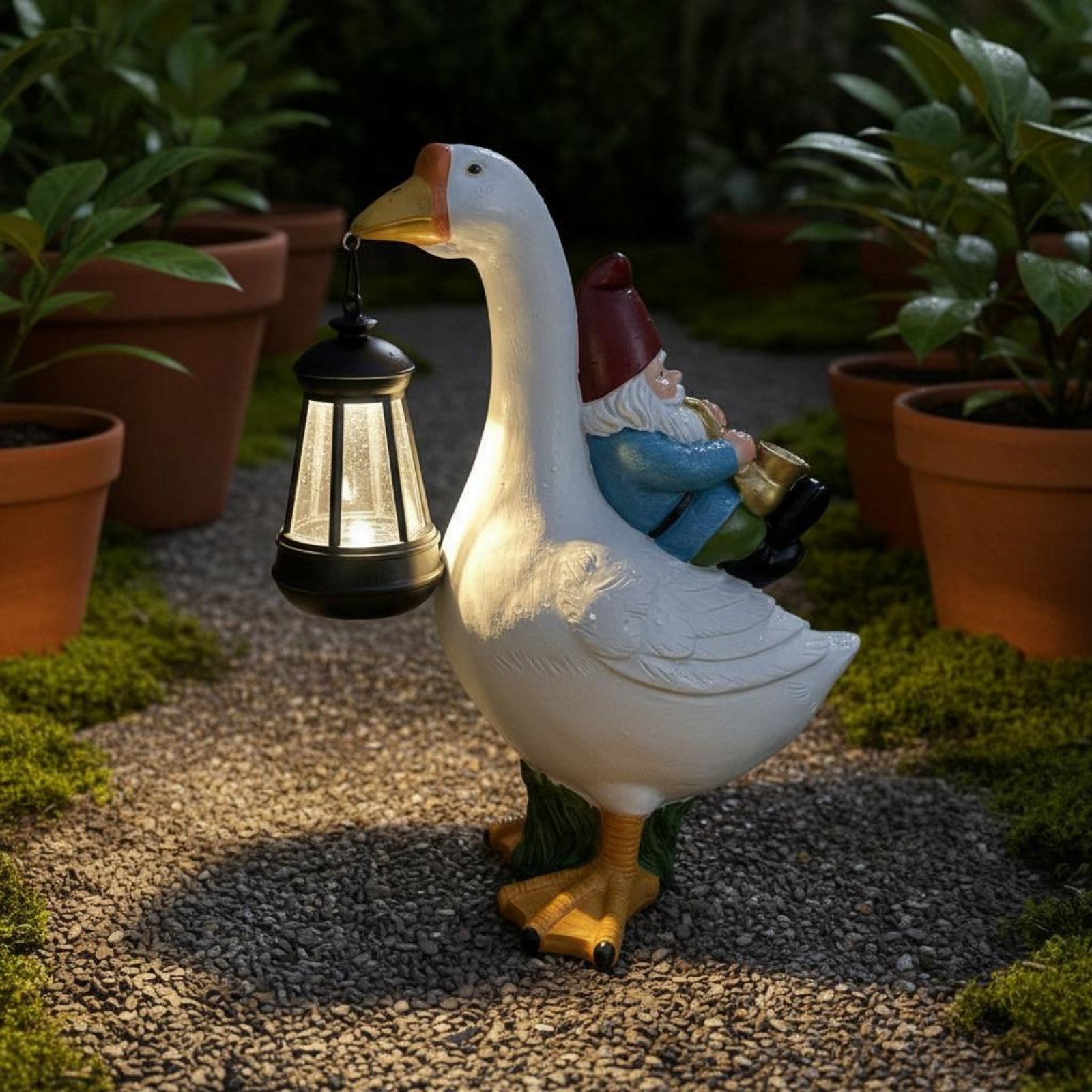 Gnome Riding Goose Statue Weat - Resin Crafts recensie en prijs