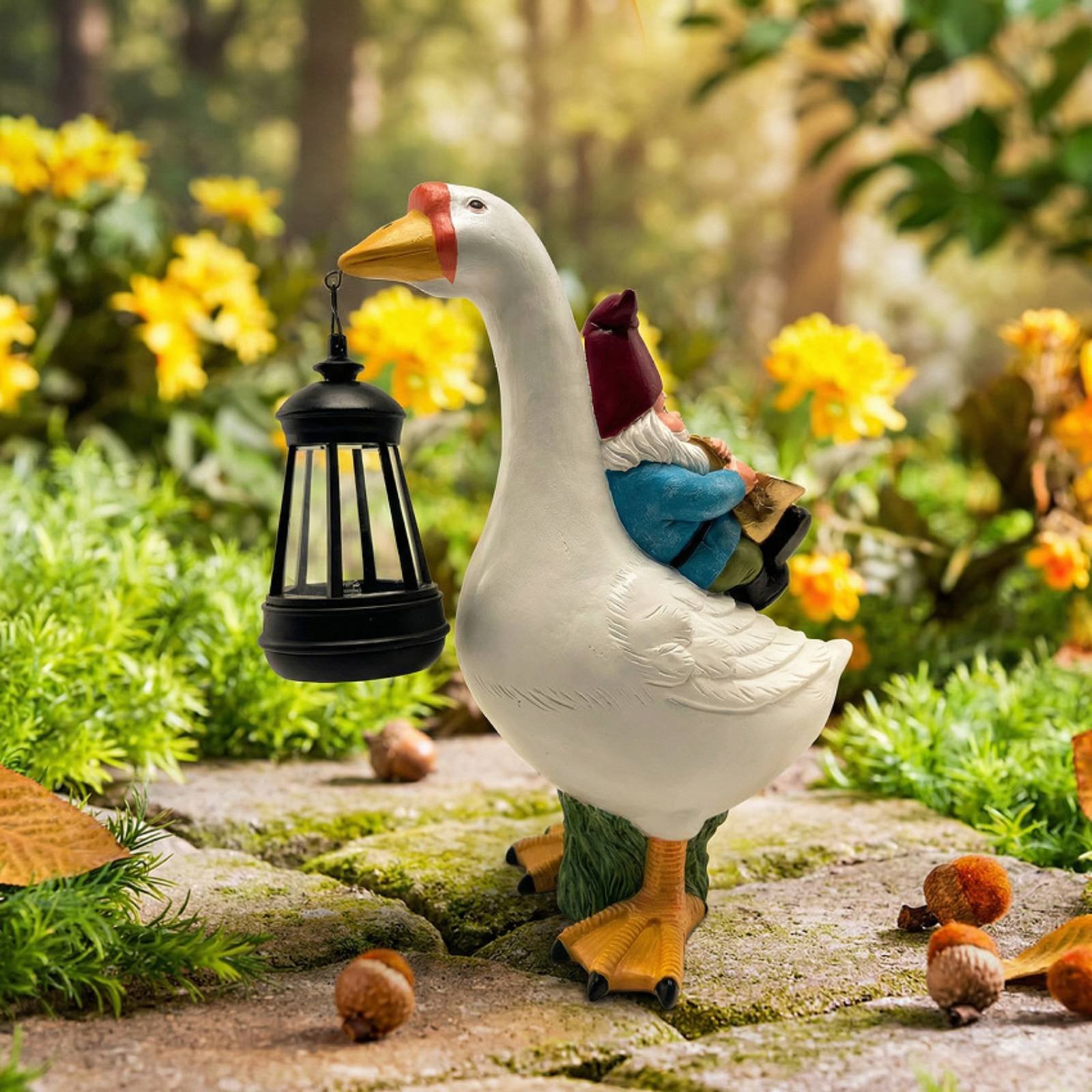 Gnome Riding Goose Statue Weat - Resin Crafts recensie en prijs